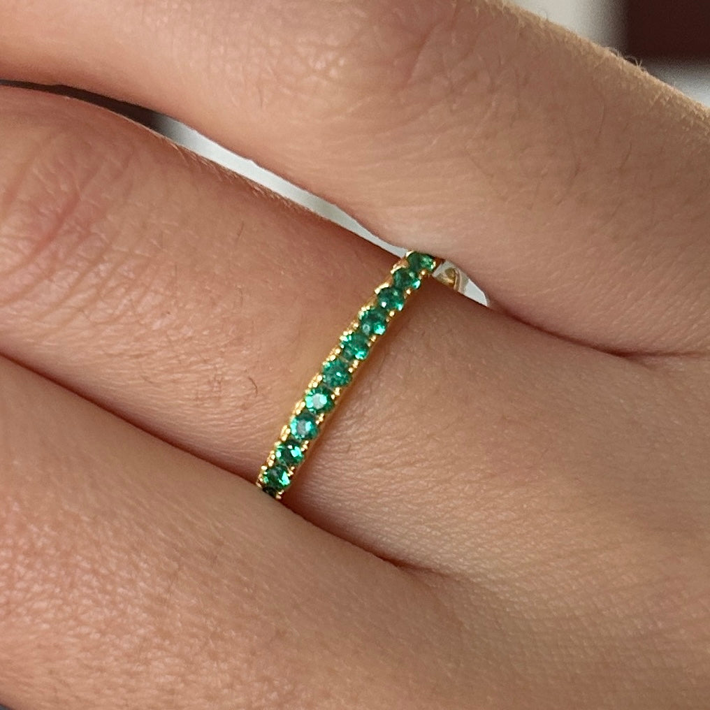 Size 9.0 |Golden Tone Multi-Color Eternity Band Stackable Ring