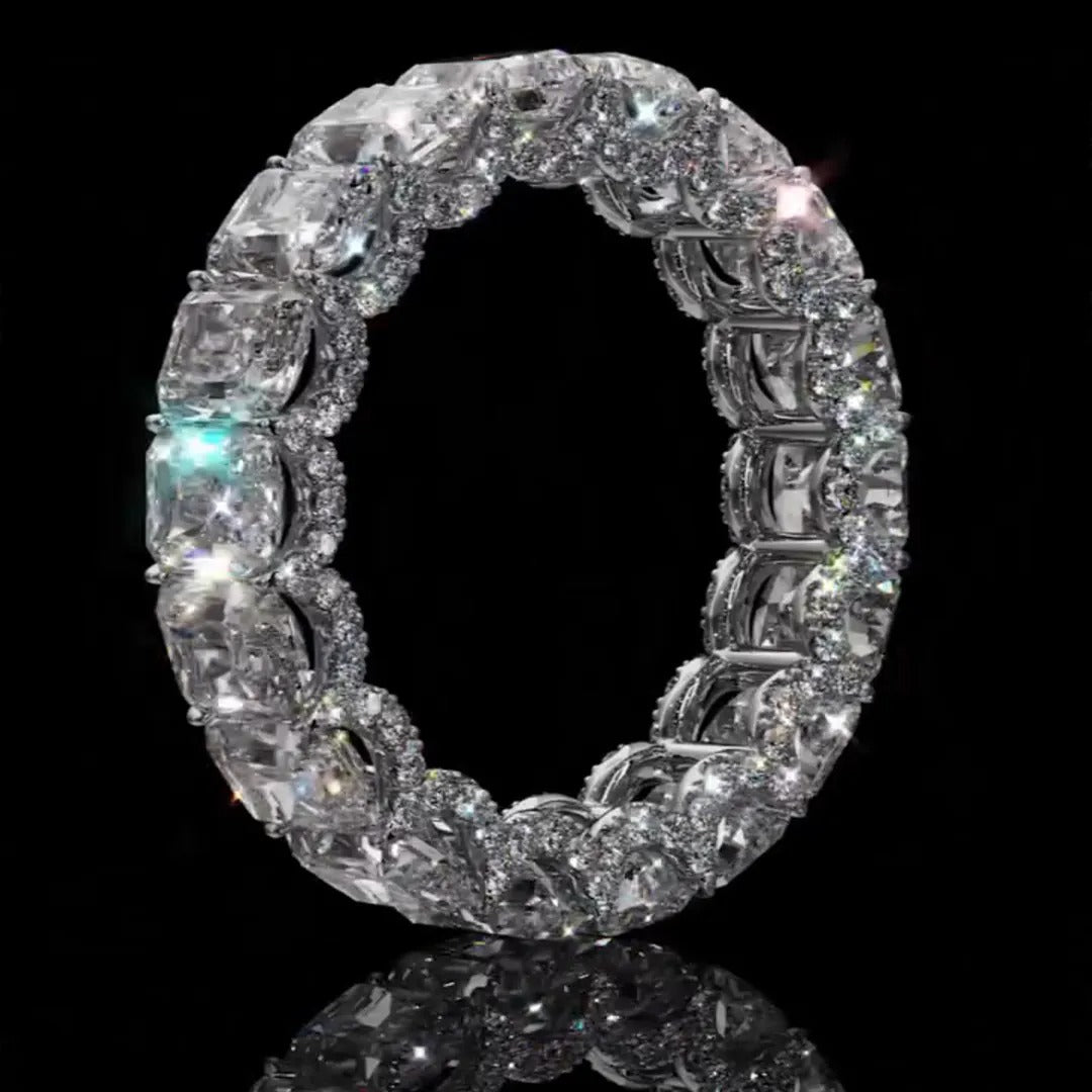 4ct Princess Cut Sterling Silver Handmade Wedding Band Ring