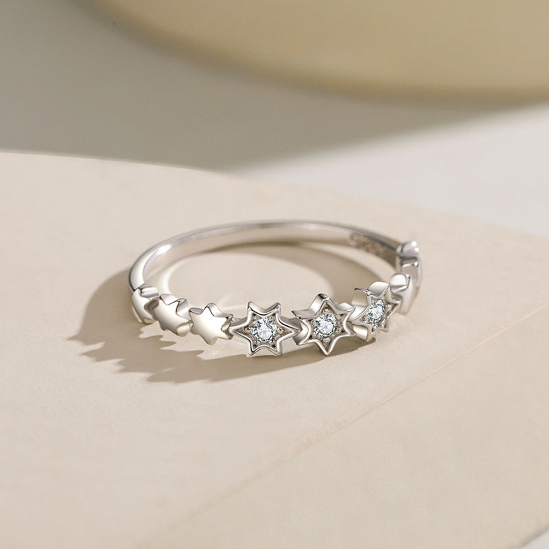 Cute Star Design Sterling Silver Band