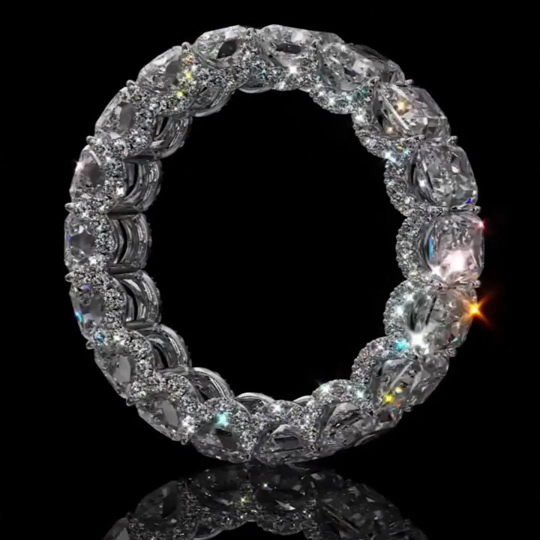 4ct Princess Cut Sterling Silver Handmade Wedding Band Ring