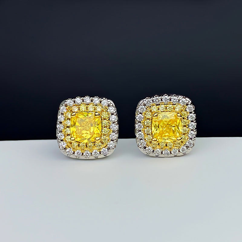 Sparkling Halo Cushion Cut Stud Earrings