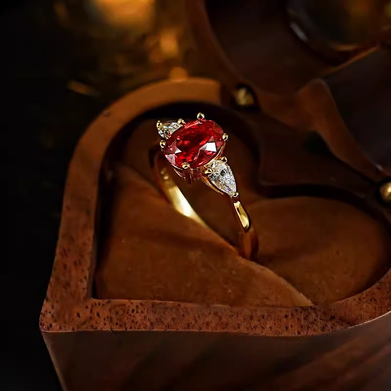 Classic Three-Stone 1.5ct Over Cut Ruby Red Engagement Ring