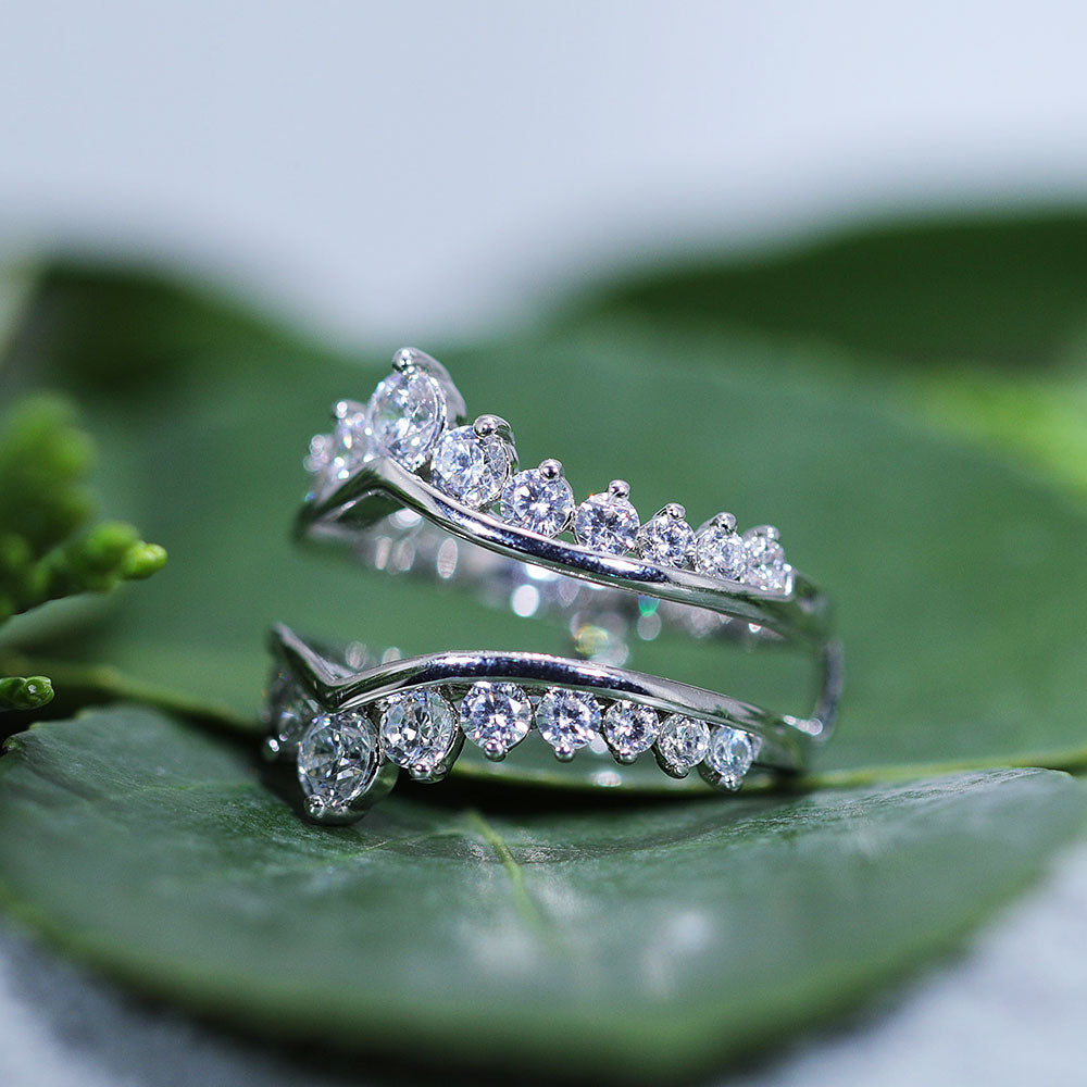 Crown-Shaped Sterling Silver Enhancer Band For Women