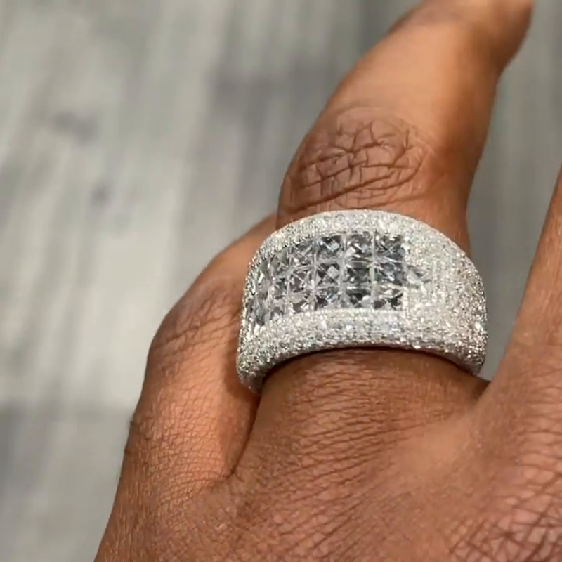 5ctw Princess Cut White Sapphire Handmade Men's Ring