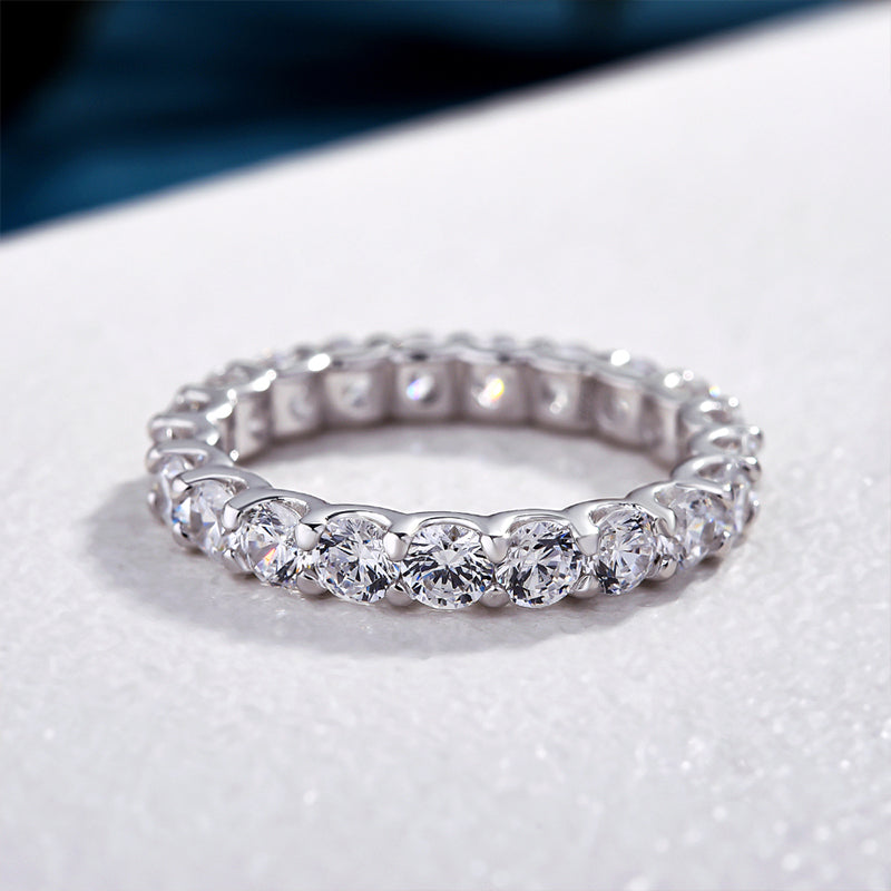 Classic Round Cut 4 Prong Bridal Set In Sterling Silver