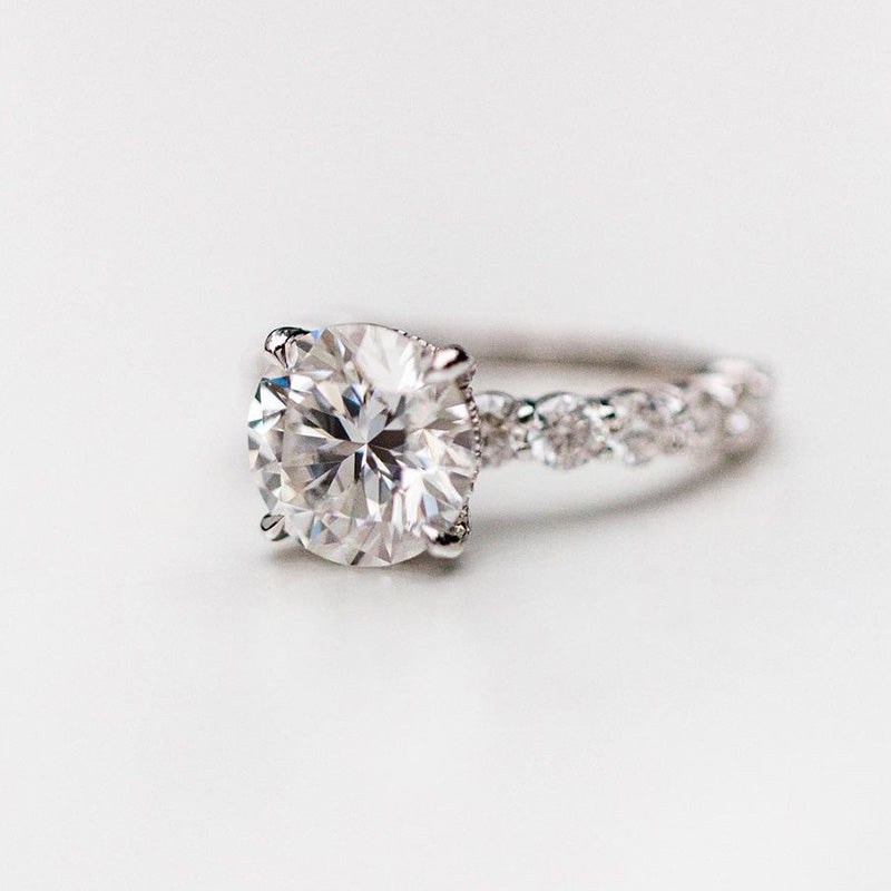 Classic Round Cut 4 Prong Bridal Set In Sterling Silver