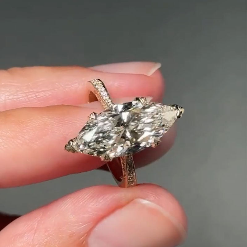 Exquisite Marquise Cut Sterling Silver Engagement Ring