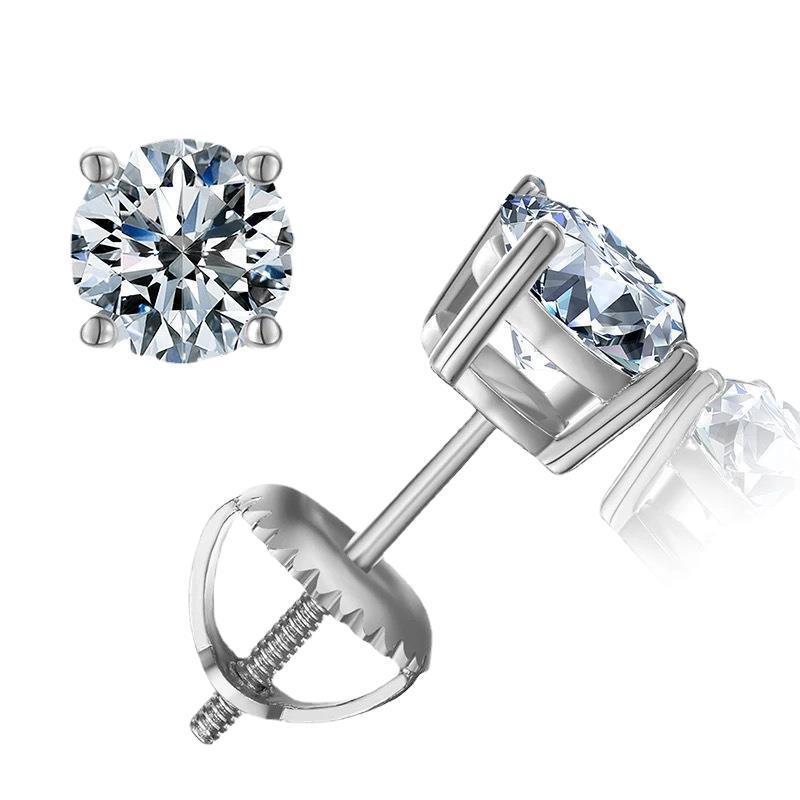 Boucles D'oreilles à Vis 1 Carat Zircone Moissanite - Argent 925 - Screwbacks Neuf Sans Emballage