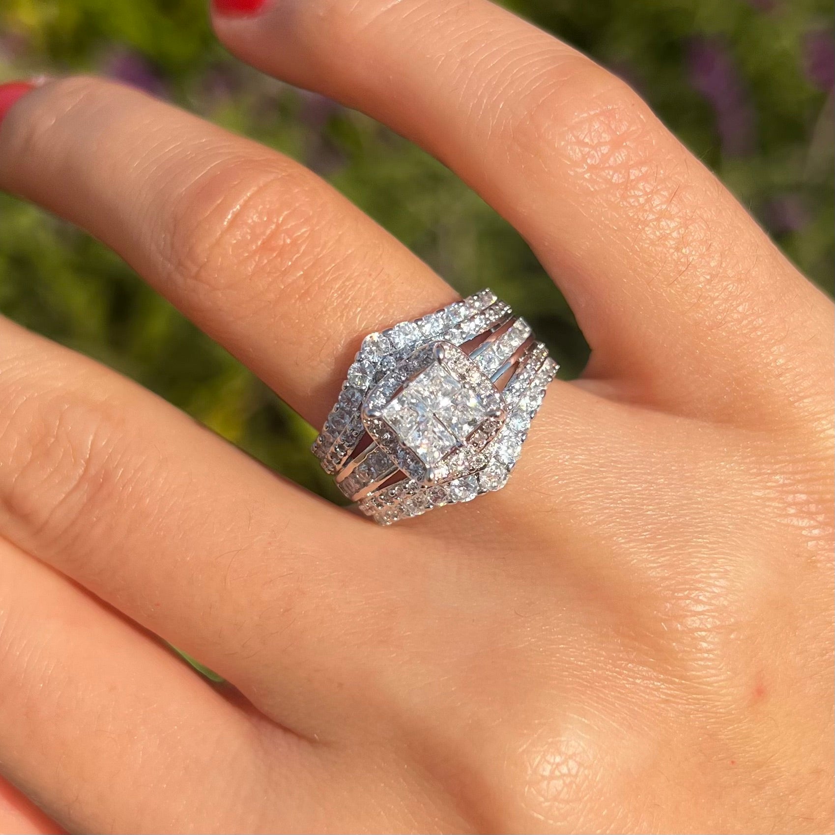 Exquisite Princess Cut Sterling Silver Party Engagement Ring For Women