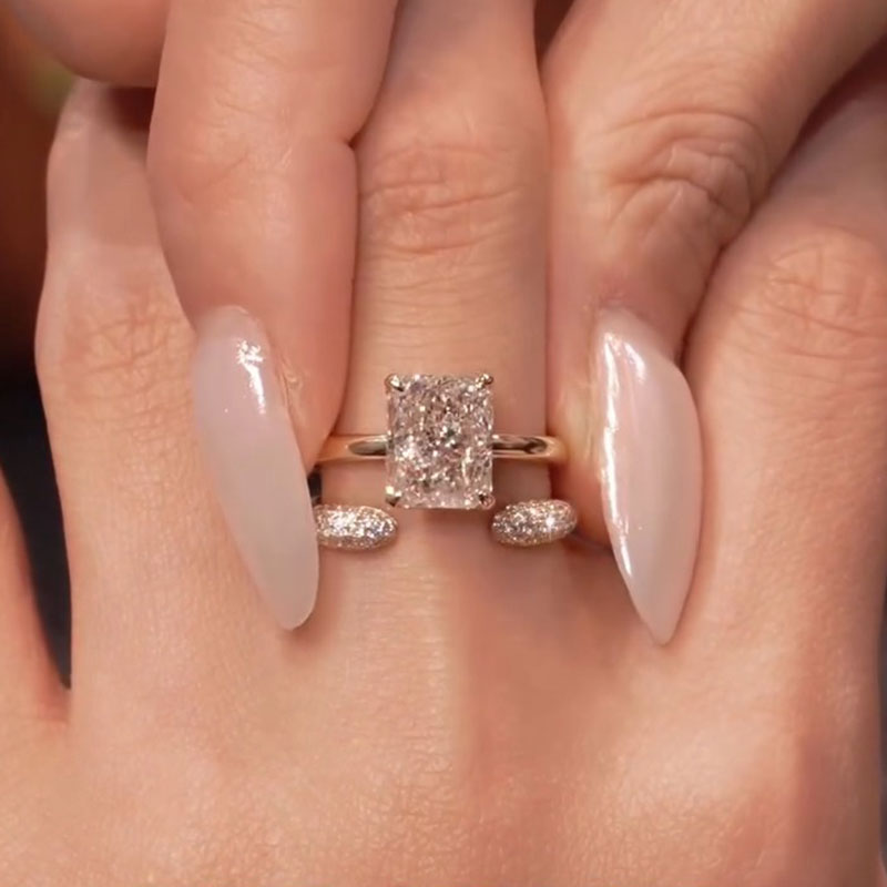 Luxury Sparkling 4Pcs Radiant Cut Sterling Silver Bridal Set