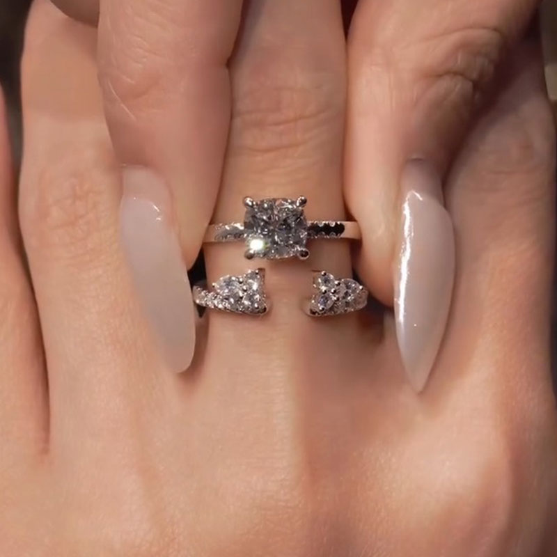 Elegant 2PCS Cushion Cut Bridal Set In Sterling Silver