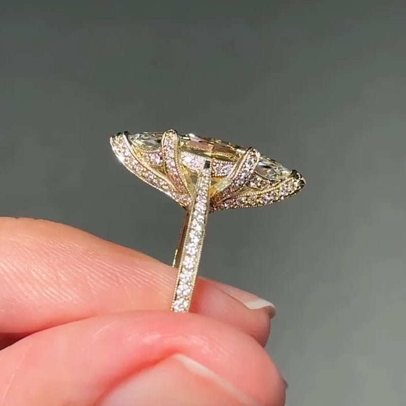 Exquisite Marquise Cut Sterling Silver Engagement Ring