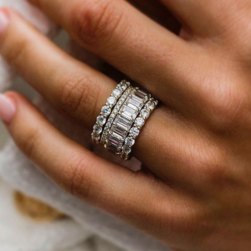 Luxury 4pcs Stackable Wedding Band Set In Sterling Silver