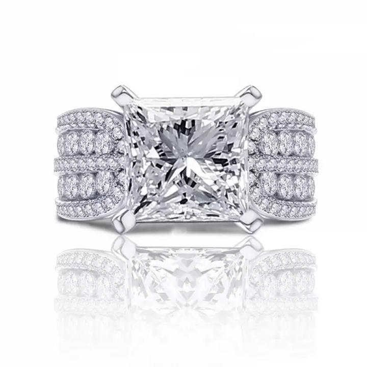Princess Cut Engagement Ring in Sterling Silver