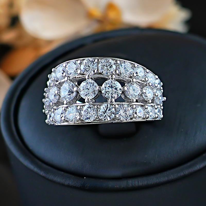 Stunning 3 Rows Sterling Silver Band