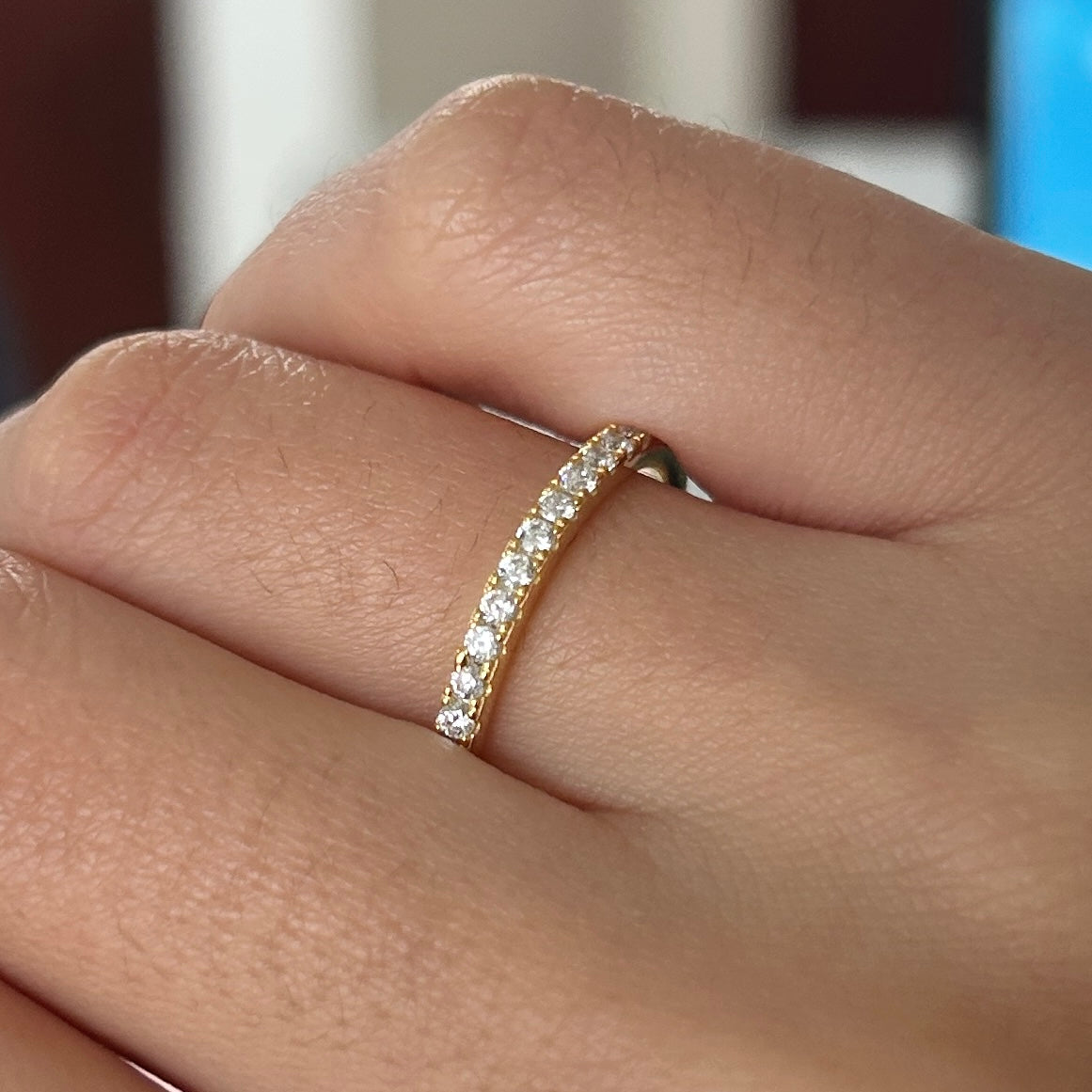 Size 9.0 |Golden Tone Multi-Color Eternity Band Stackable Ring