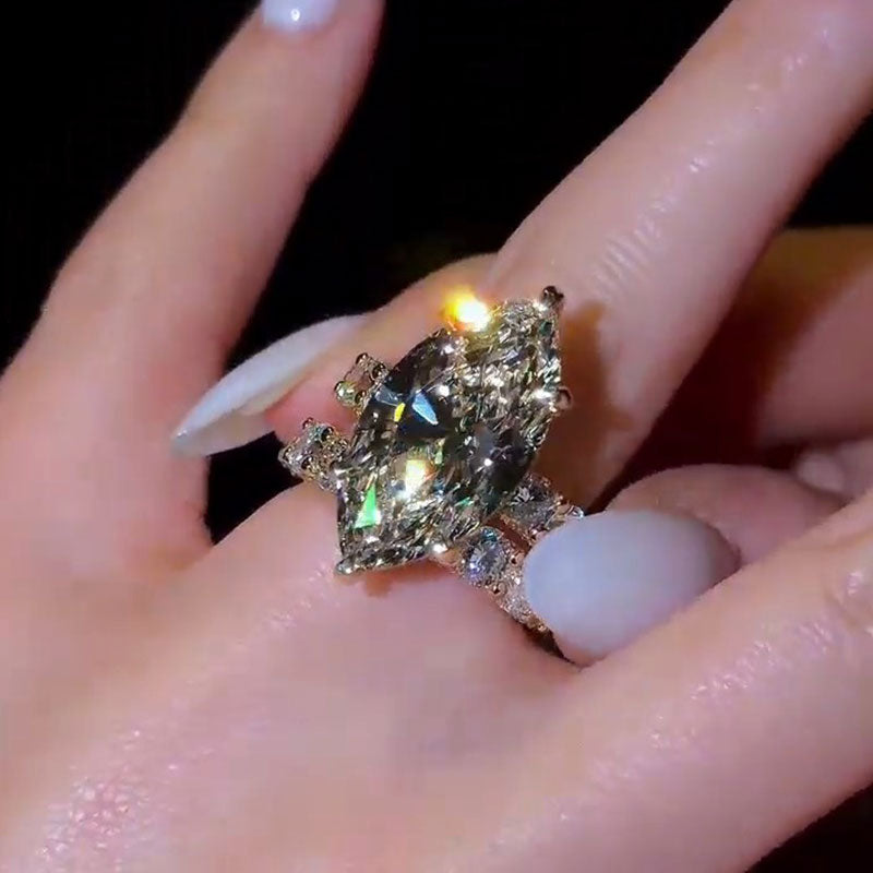 Luxury Marquise Cut With Hidden Halo Sterling Silver Bridal Set