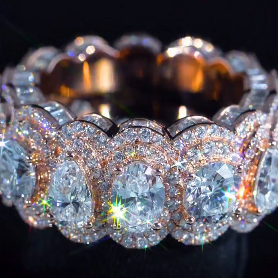 36ct Round-cut and Oval-cut Sterling Silver Handmade Men's Ring