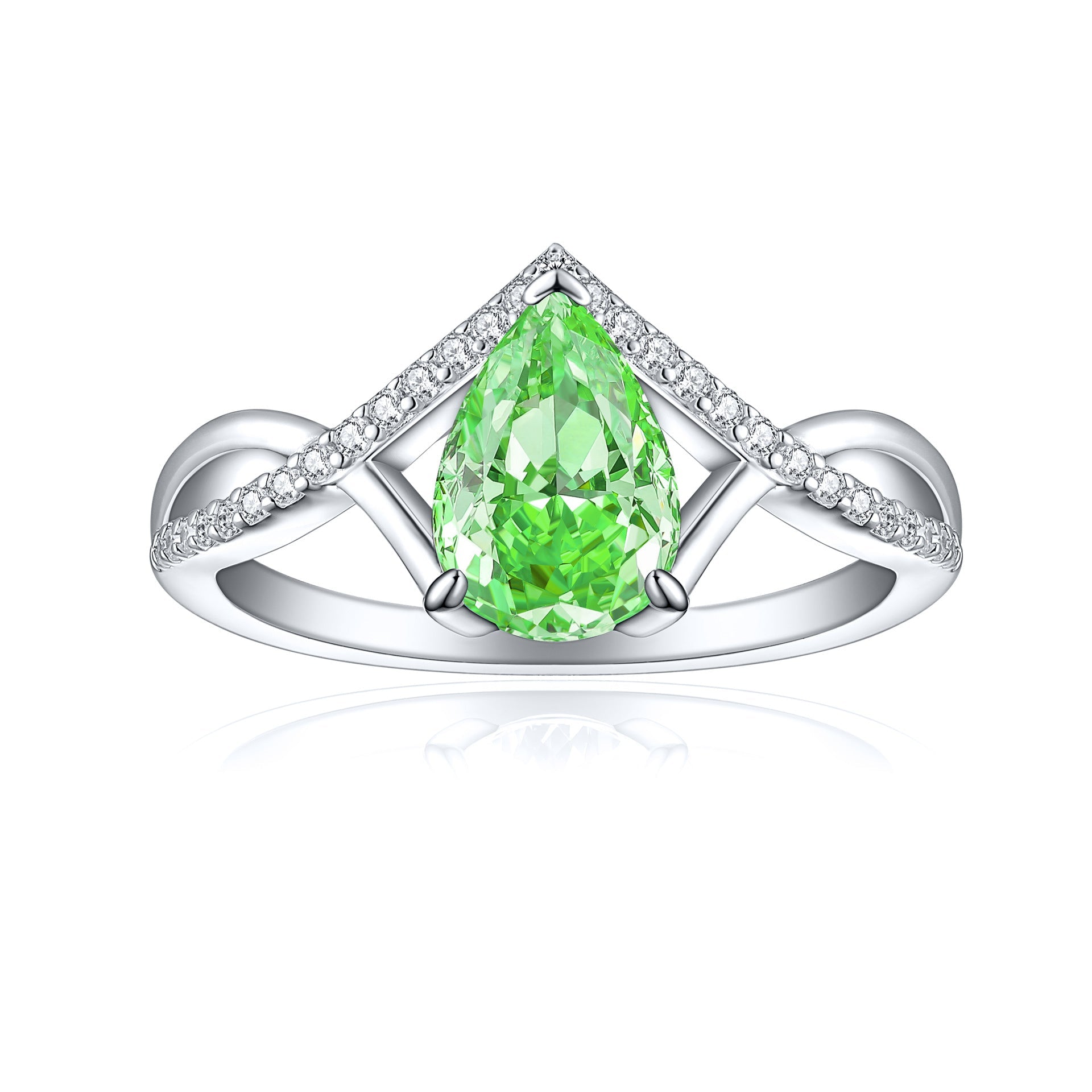 Pear Cut Twisted band Engagement Ring (Multi Color Available)