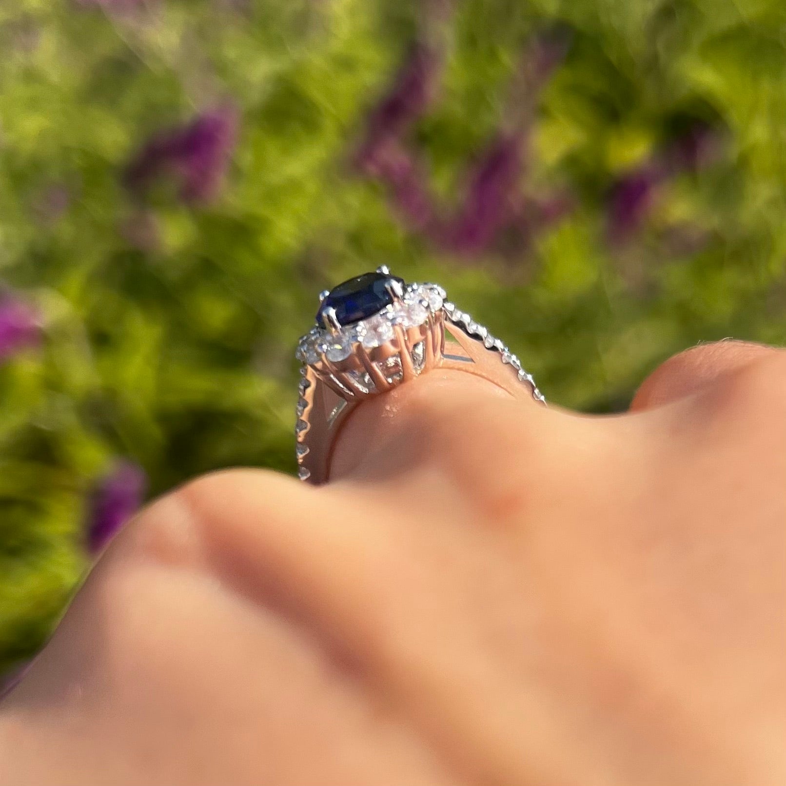 Vintage Oval Cut Halo Design Engagement Ring in Sterling Silver