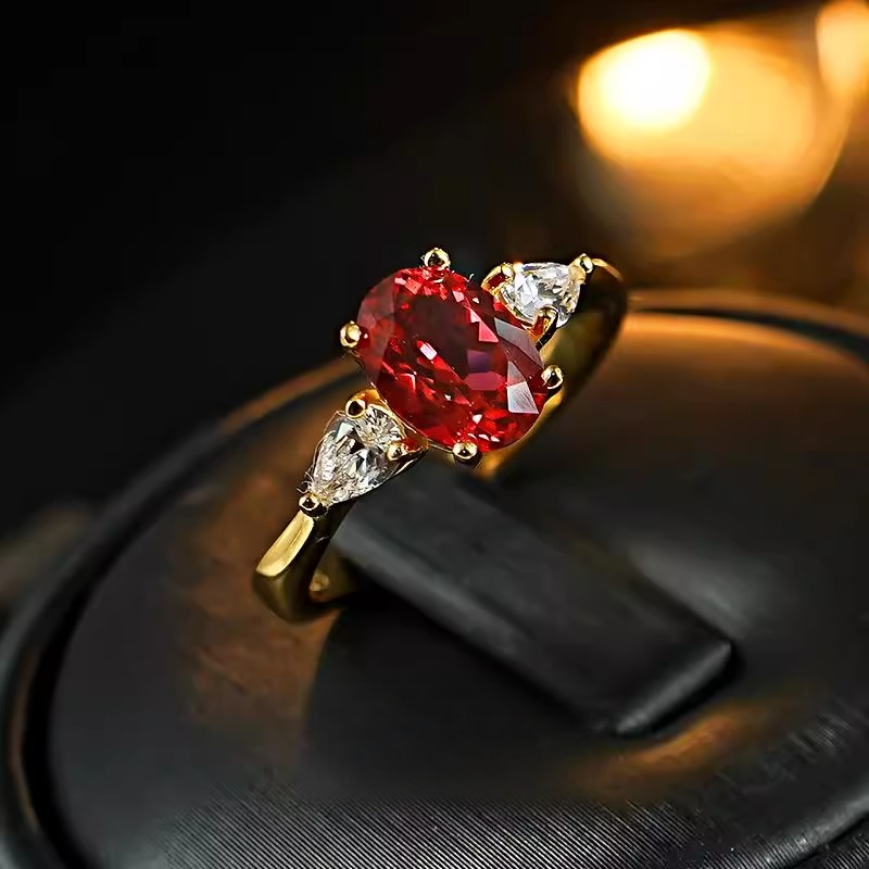 Classic Three-Stone 1.5ct Over Cut Ruby Red Engagement Ring