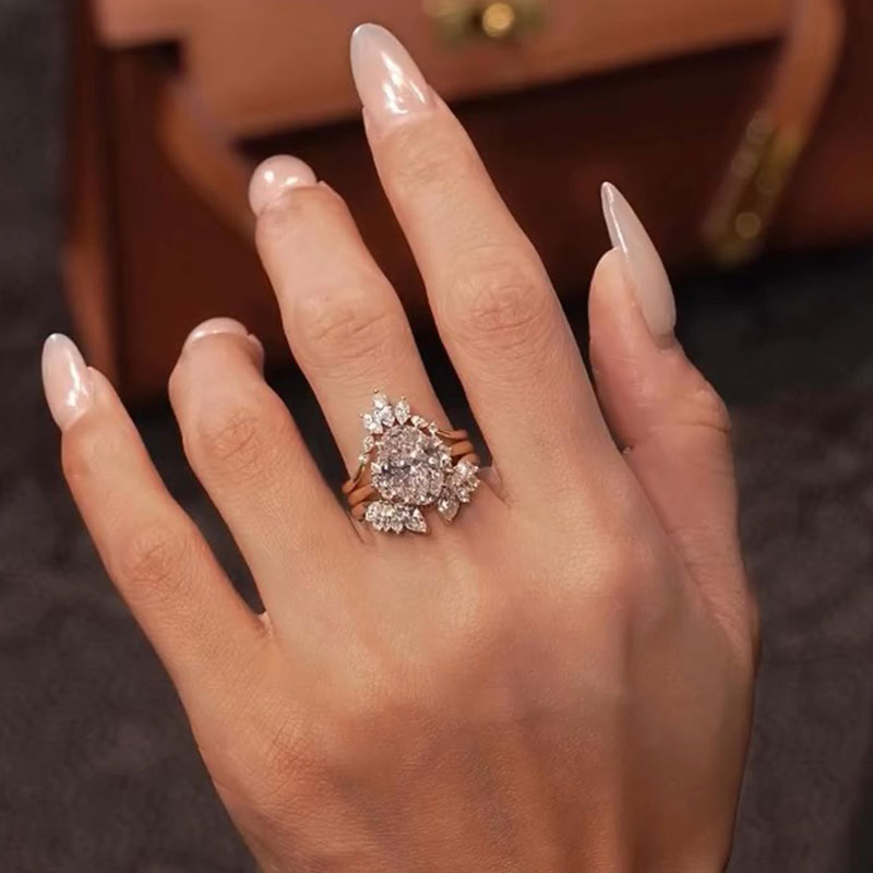 Luxury 3PCS Oval Cut Bridal Set In Sterling Silver