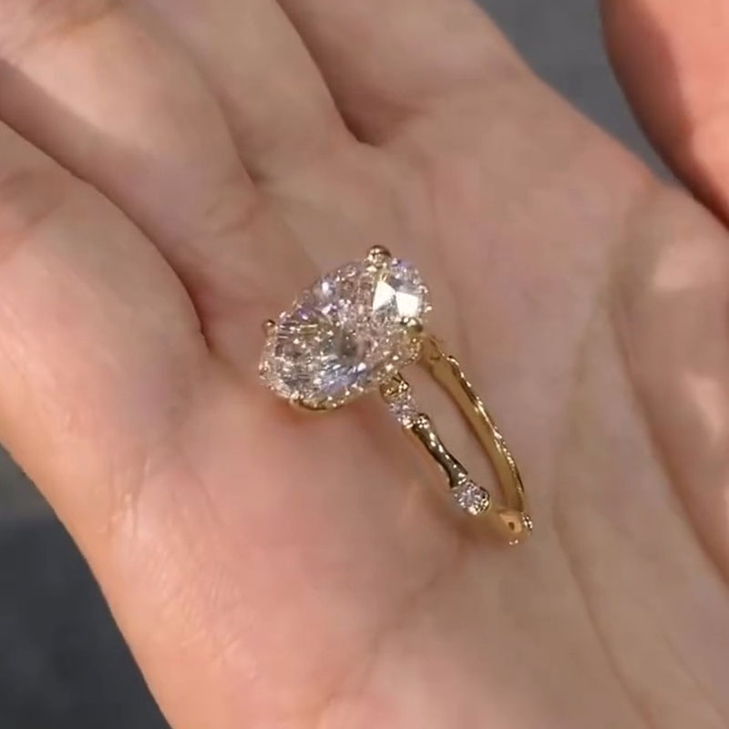 2.5 CT Oval Cut Hidden Halo Engagement Ring