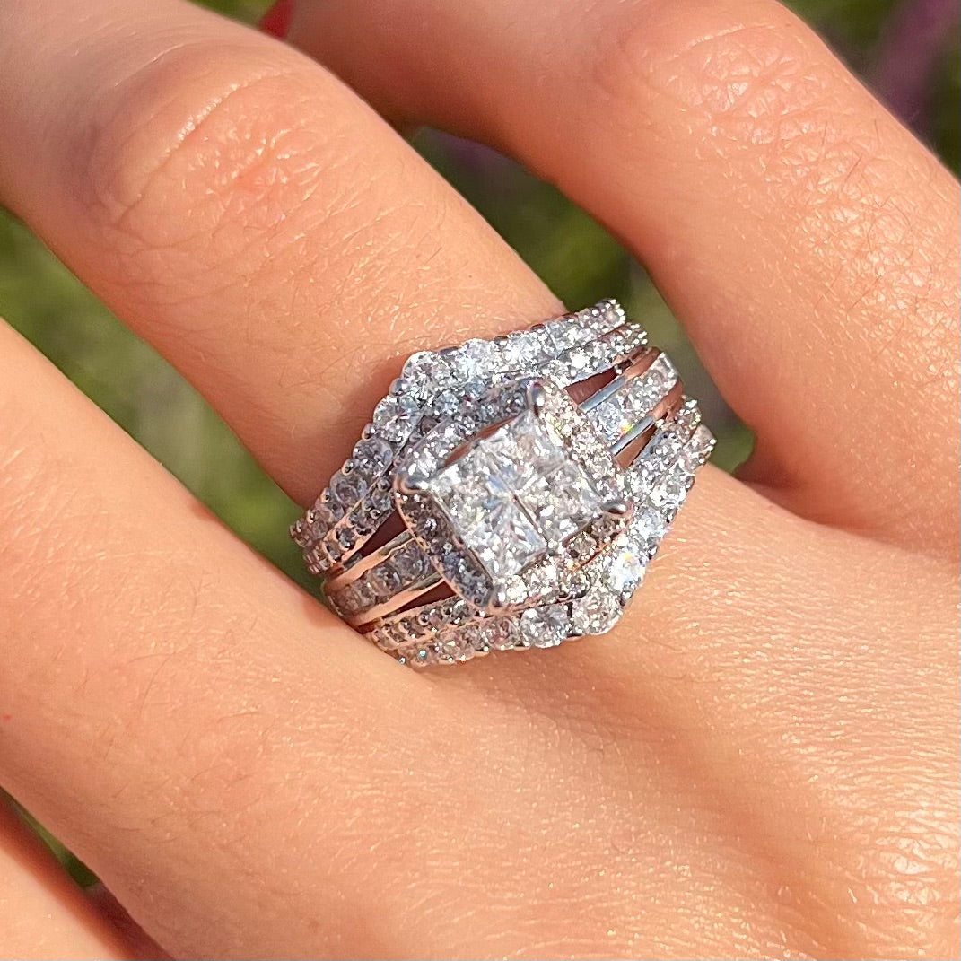 Exquisite Princess Cut Sterling Silver Party Engagement Ring For Women