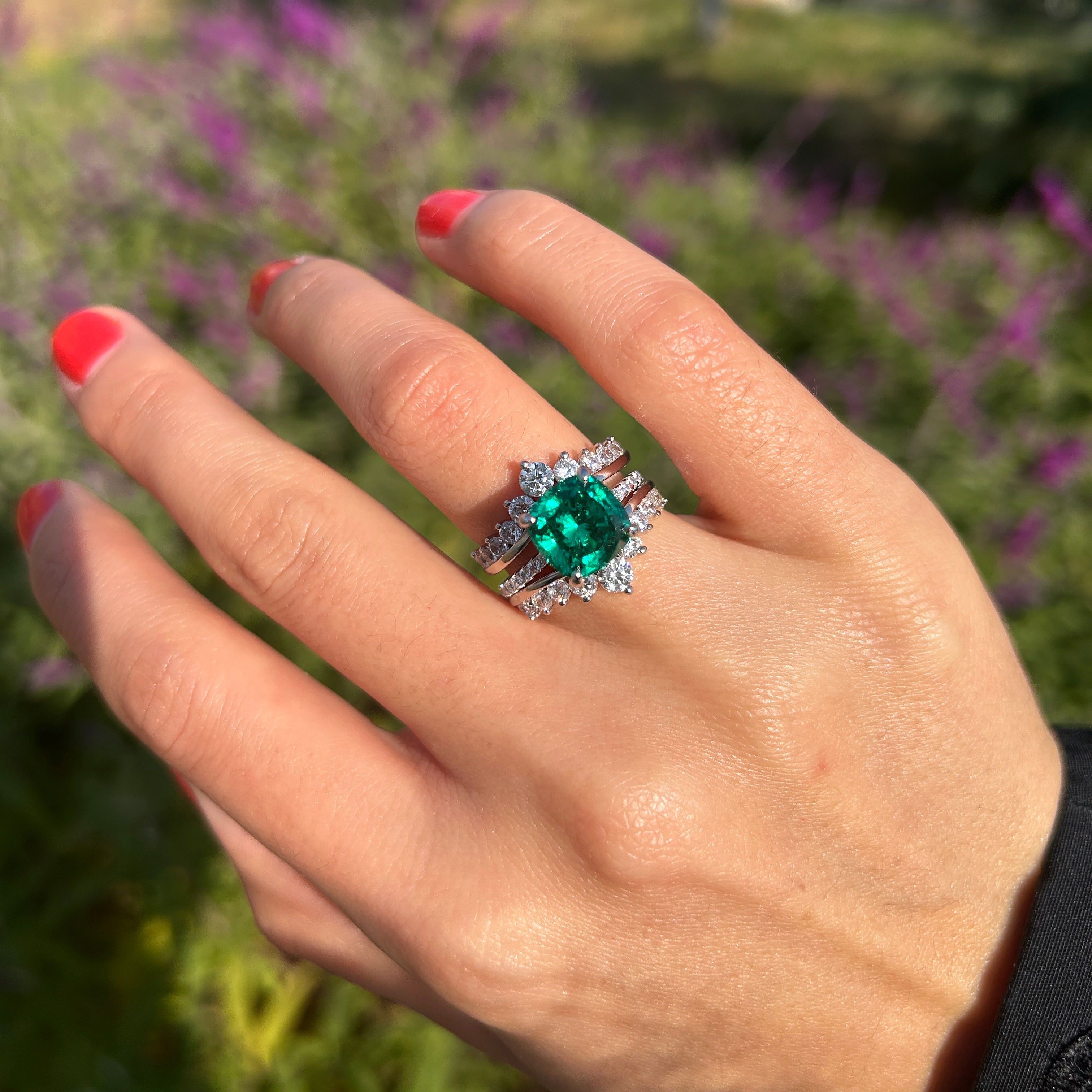 Stunning Green Cushion Cut Insert Bridal Sets In Sterling Silver