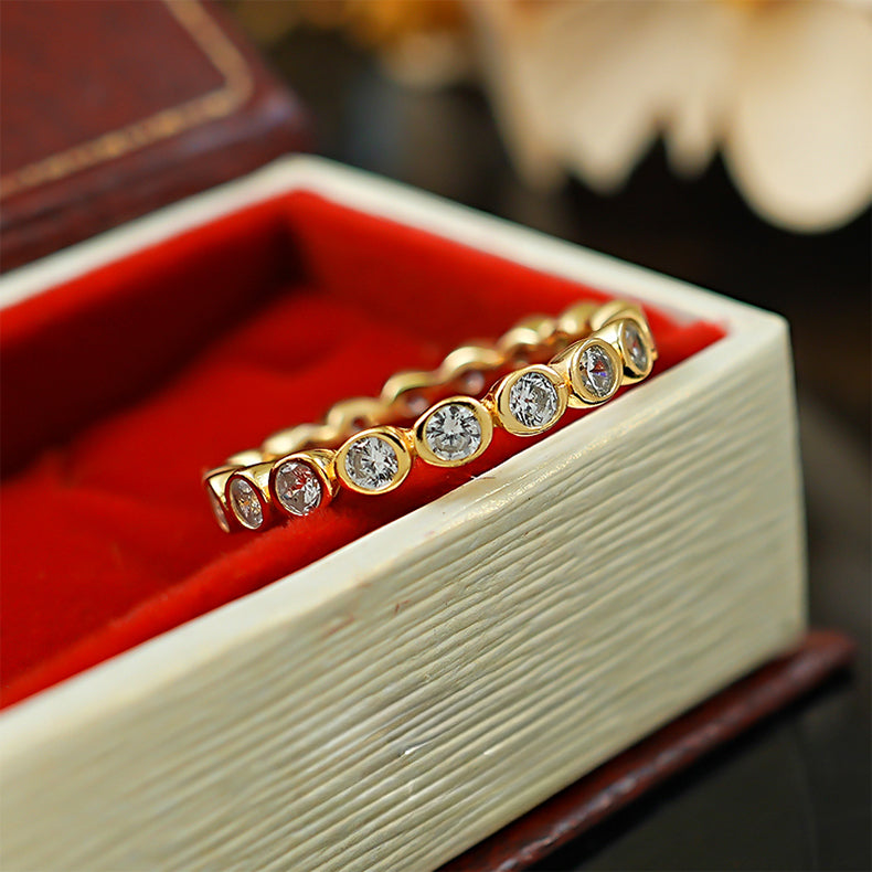 Classic Round Cut Eternity Golden Tone Band