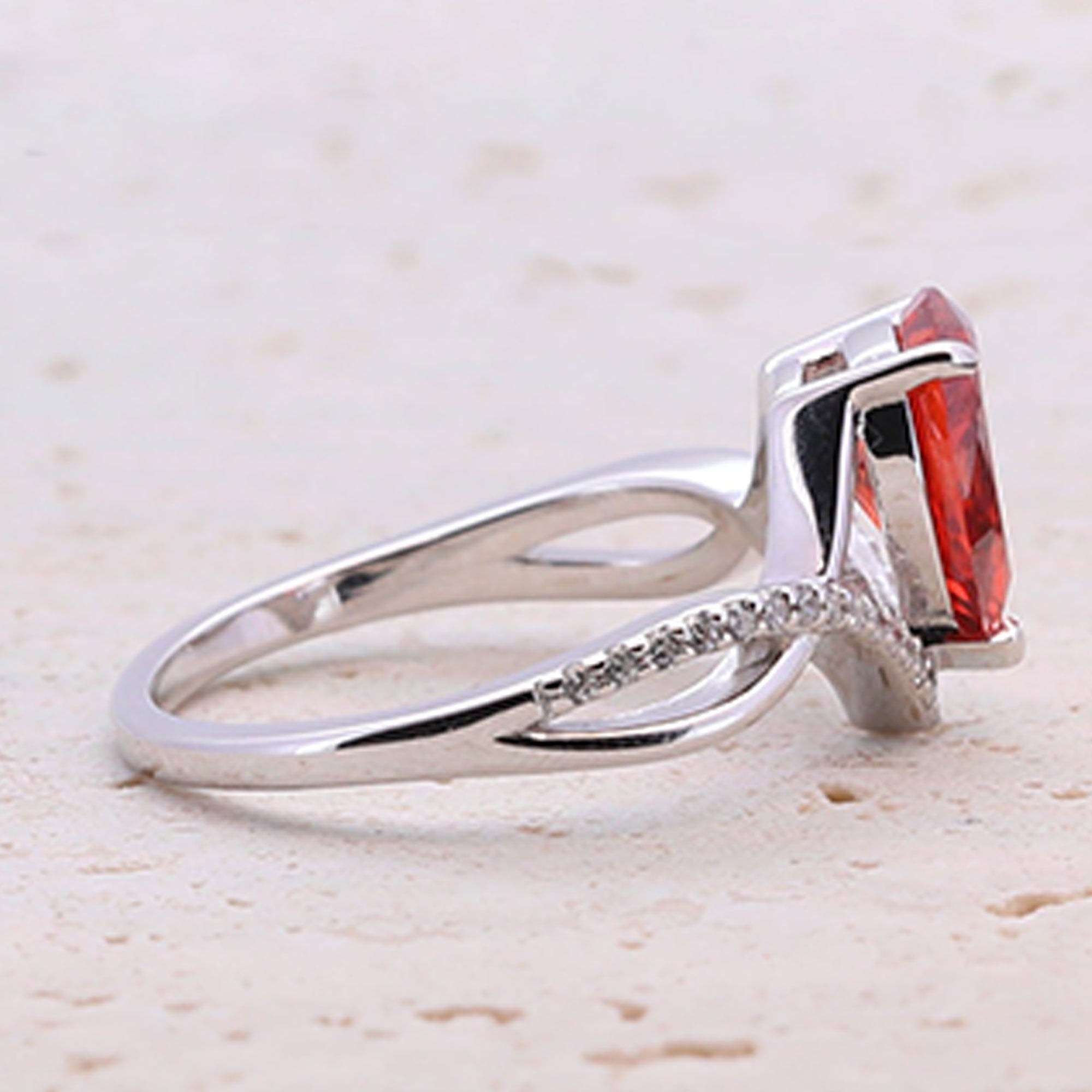 Pear Cut Twisted band Engagement Ring (Multi Color Available)
