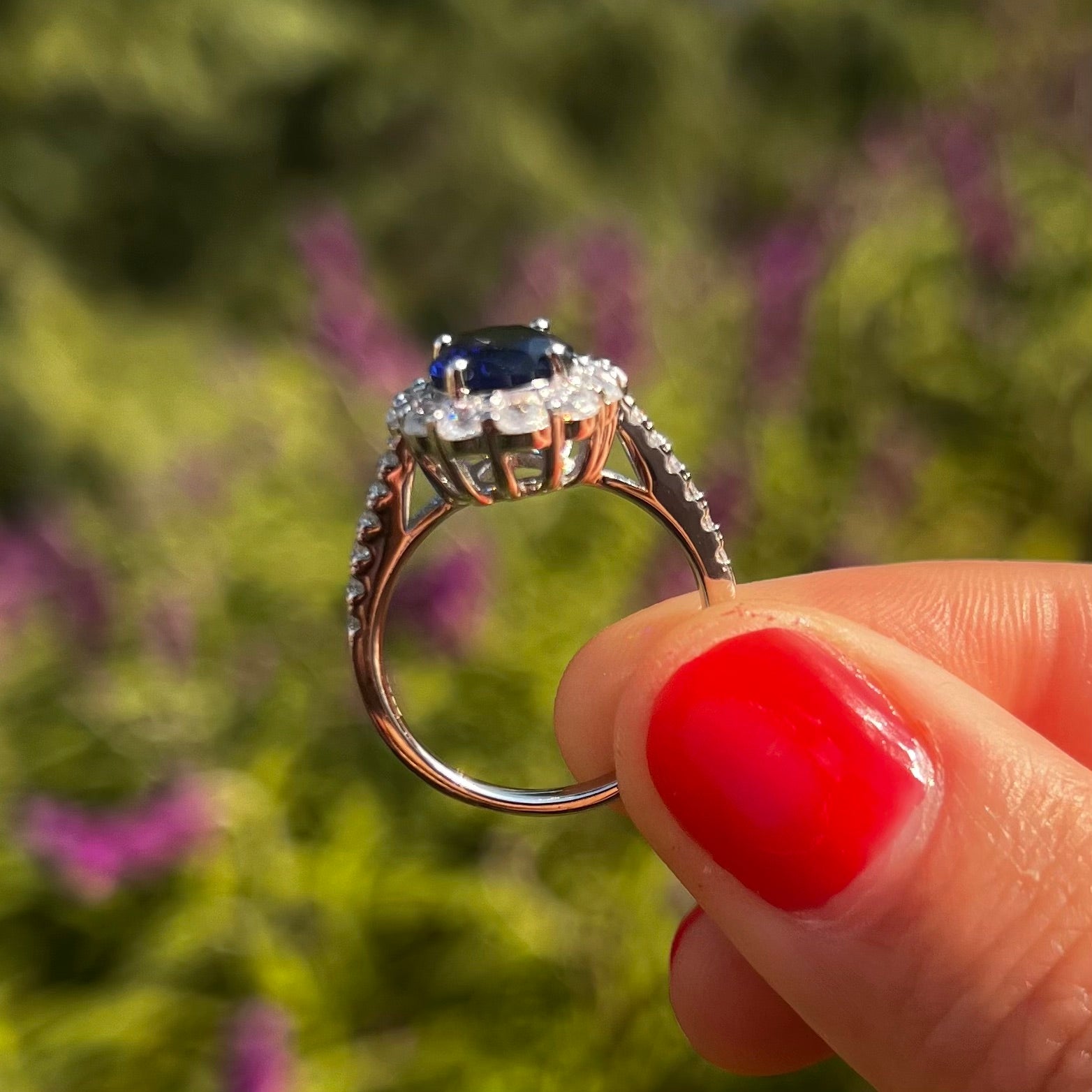 Vintage Oval Cut Halo Design Engagement Ring in Sterling Silver