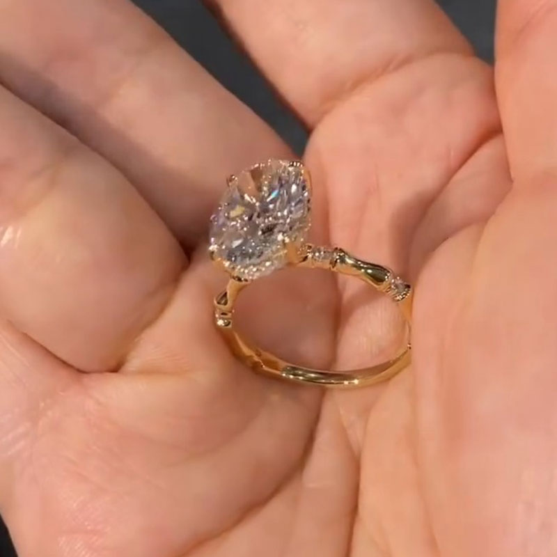 2.5 CT Oval Cut Hidden Halo Engagement Ring