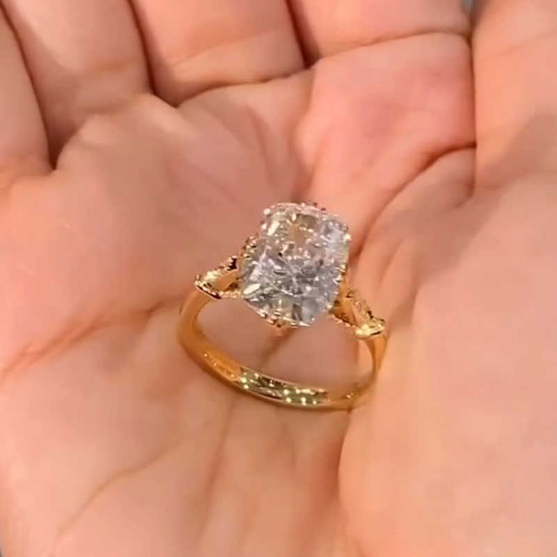 Elongated Cushion Cut Sterling Silver Engagement Ring