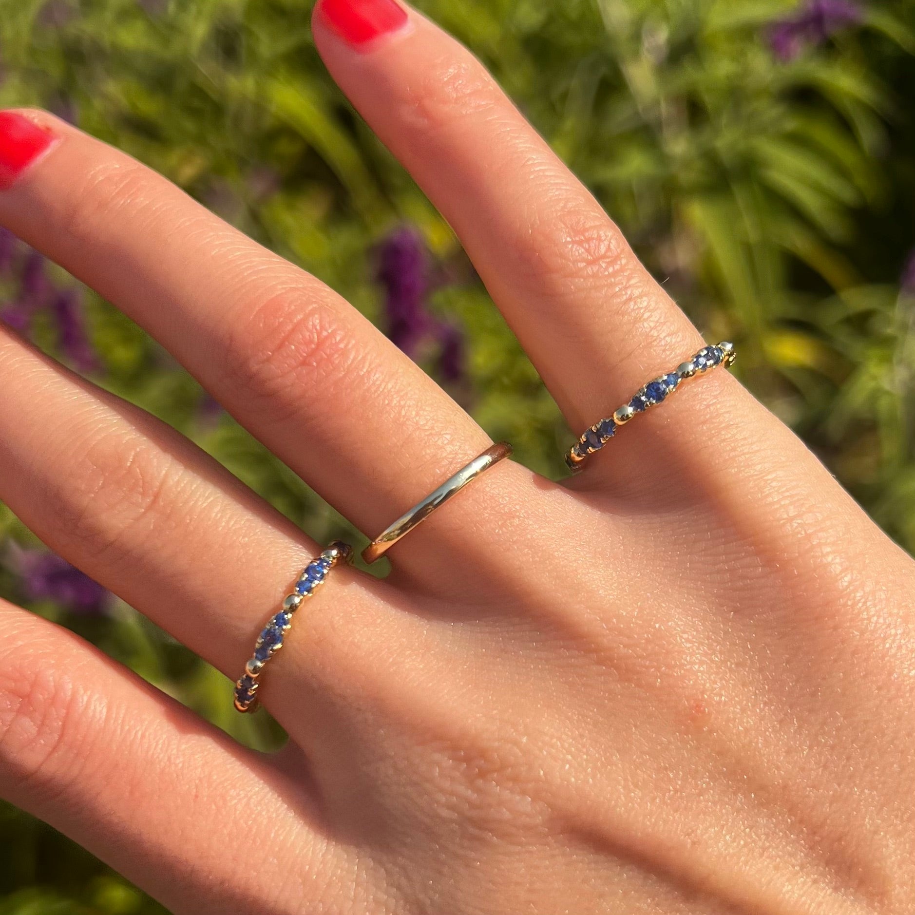 Vintage 3 Pcs Golden Tone Sterling Silver Band Set