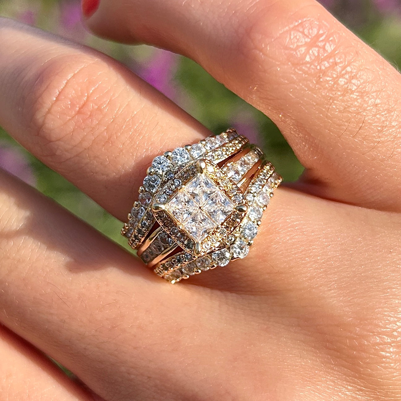 Exquisite Princess Cut Sterling Silver Party Engagement Ring