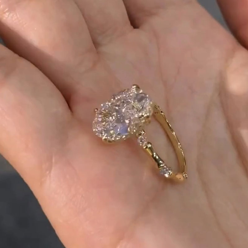 2.5 CT Oval Cut Hidden Halo Engagement Ring