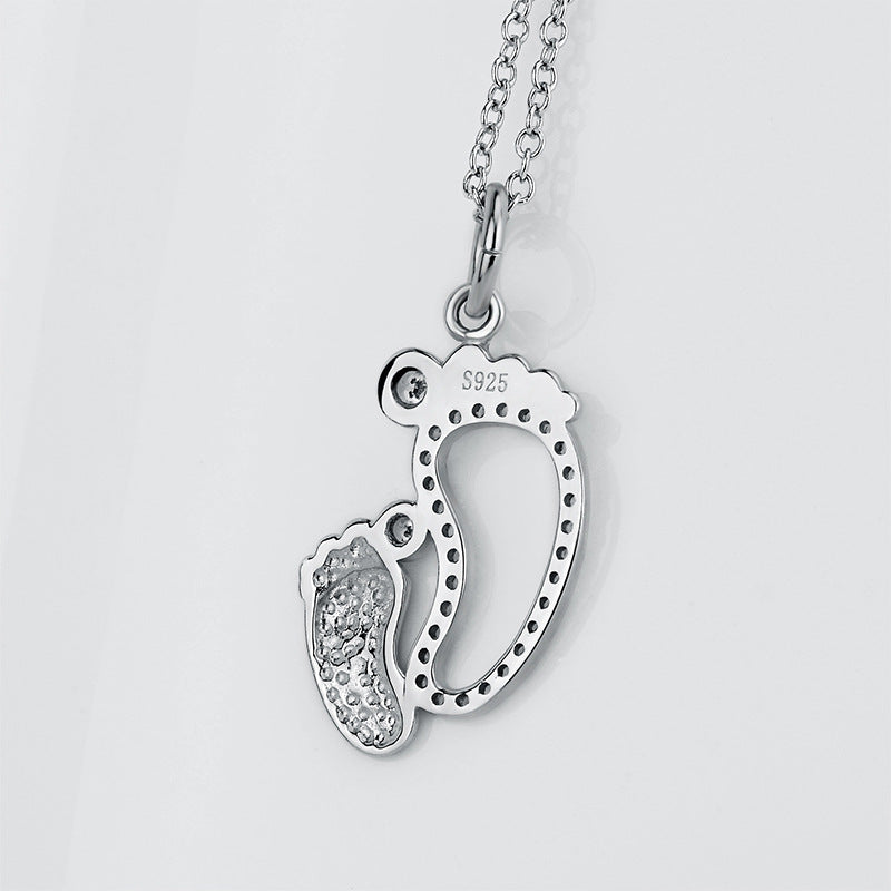 Cute Feets Sterling Silver Necklace For 'Mother's Day'