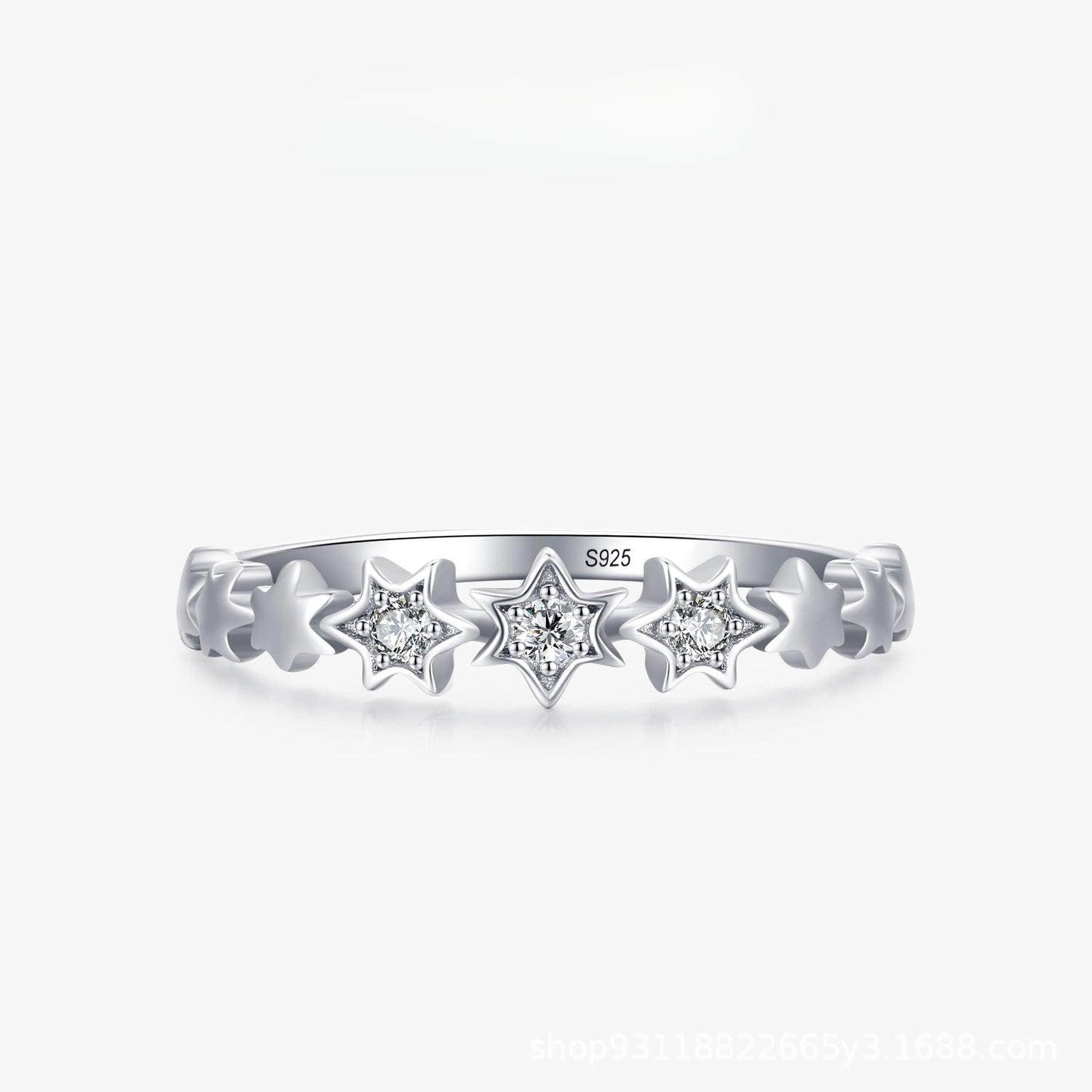 Cute Star Design Sterling Silver Band