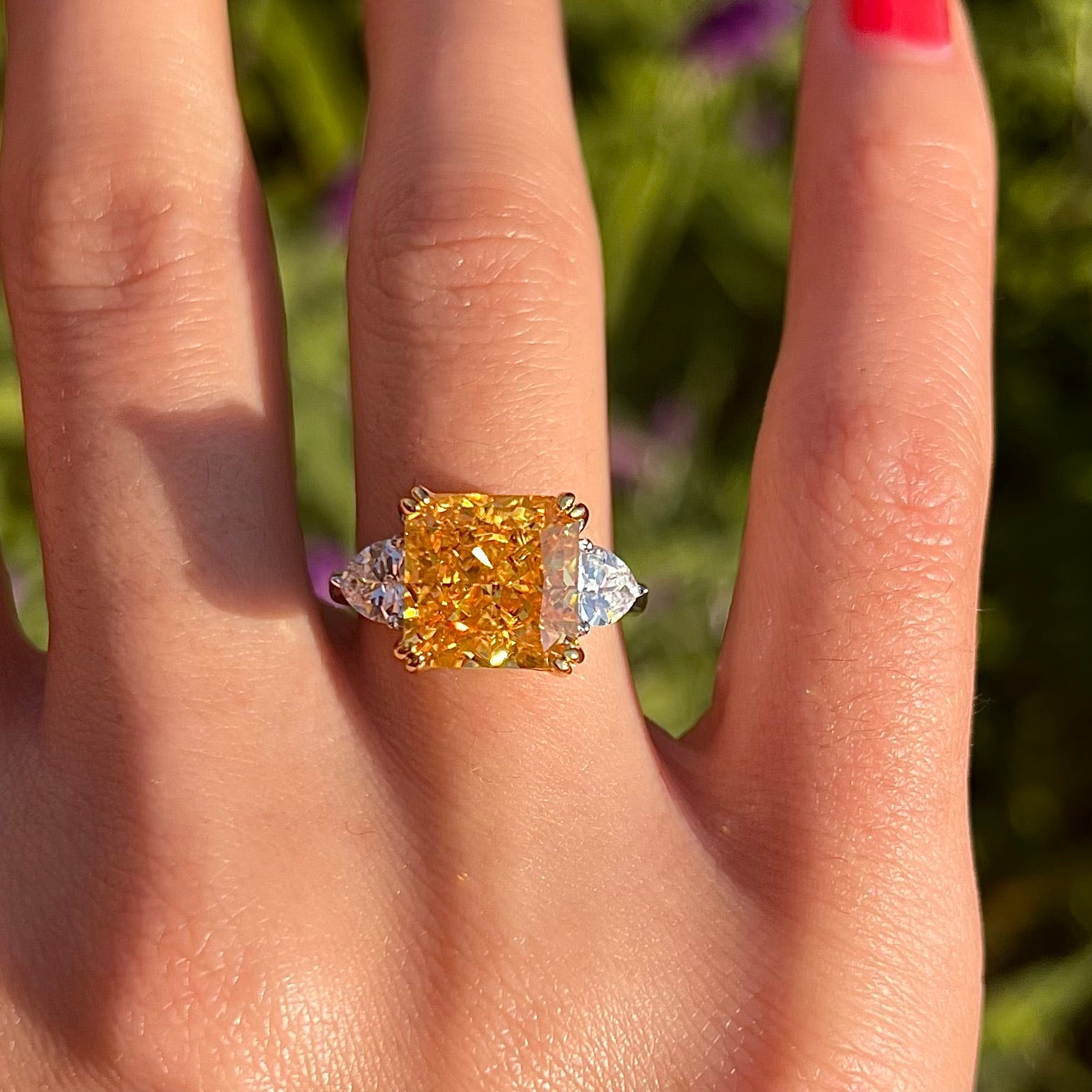 Radiant Cut Double Prong Engagement Ring in Sterling Silver