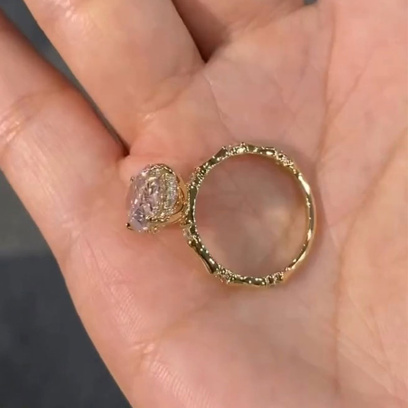 2.5 CT Oval Cut Hidden Halo Engagement Ring