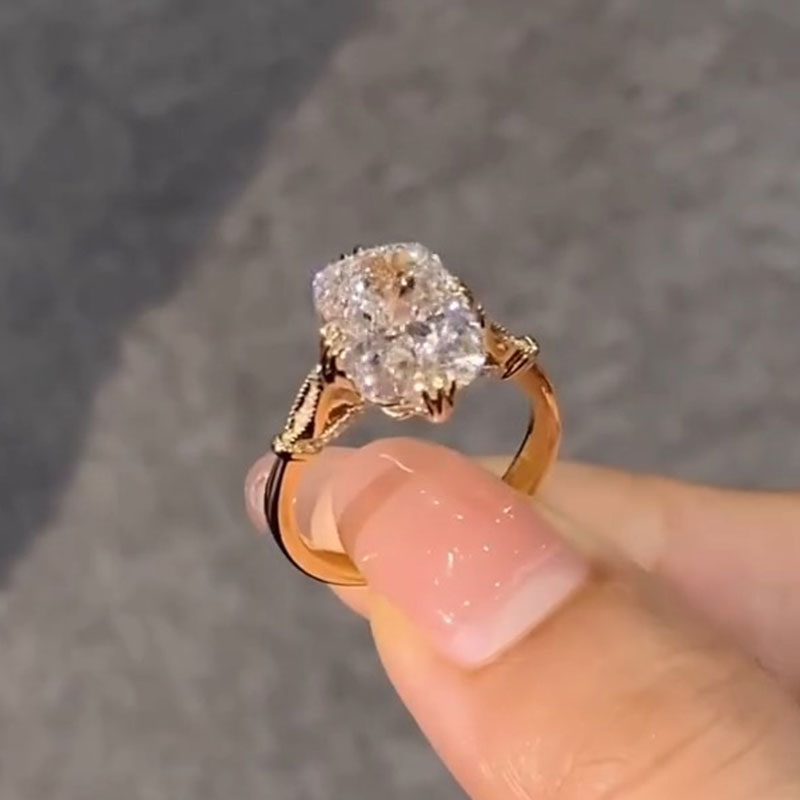 Elongated Cushion Cut Sterling Silver Engagement Ring