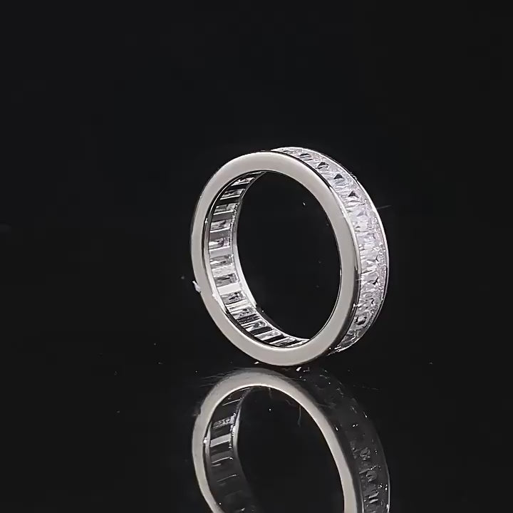 Gorgeous Princess Cut Paved Sterling Silver Band