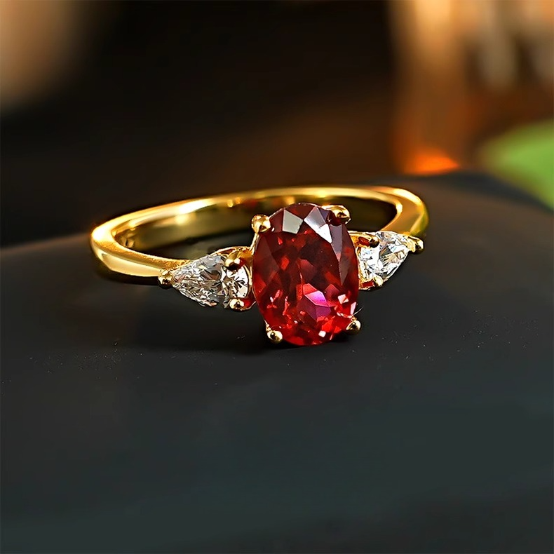 Classic Three-Stone 1.5ct Over Cut Ruby Red Engagement Ring