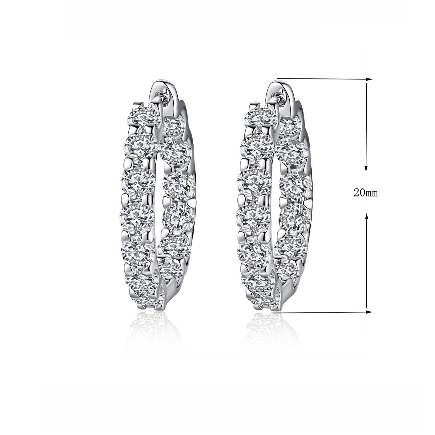 Moissanite Sterling Silver Hoops Earrings