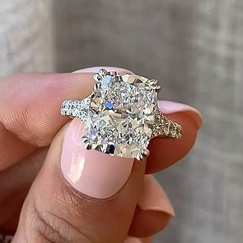 Luxurious Split Shank Cushion Cut Engagement Ring – Shine of Diamond