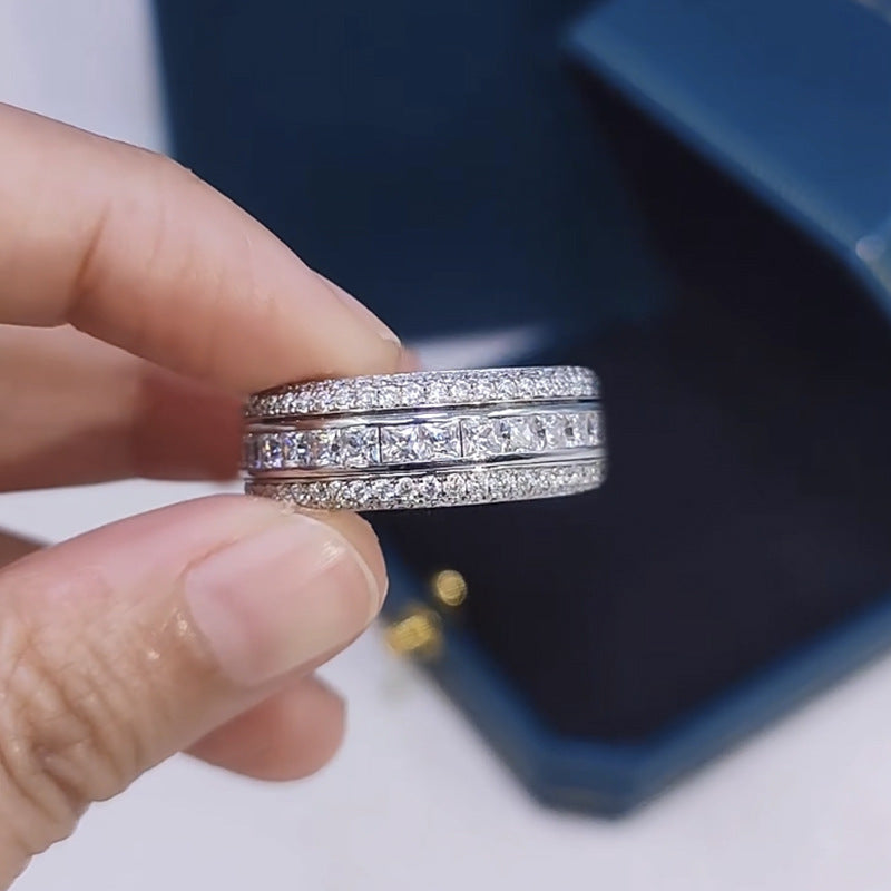 Exquisite 5 Rows Eternity Sterling Silver Band