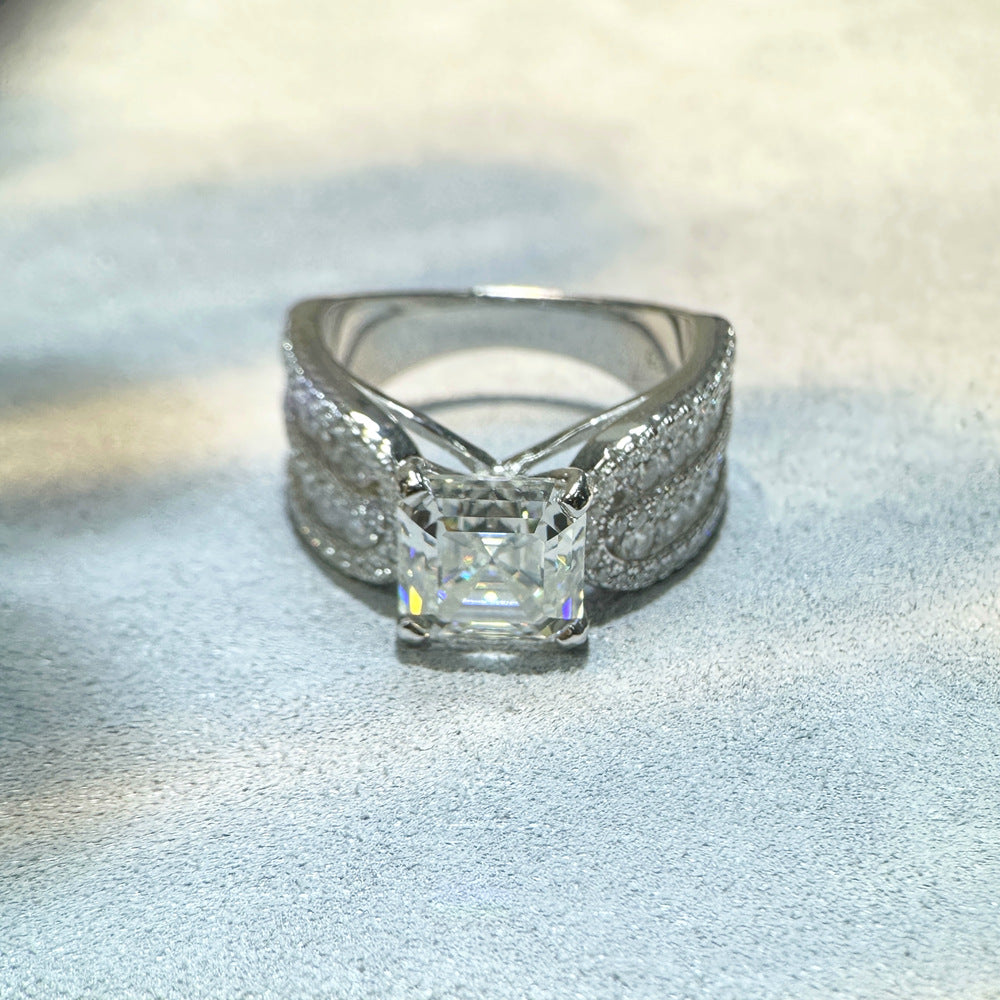 Handmade Asscher Cut 2.5ct Sterling Silver Engagement Ring