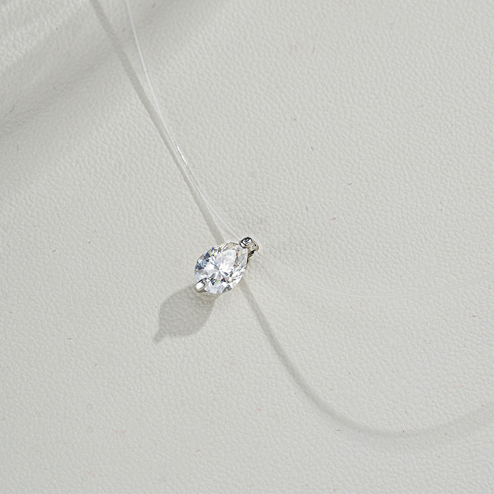 Mermaid Tears Design Pear Cut Moissanite Necklace