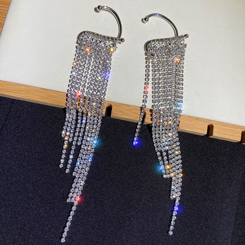 INS Sparkling Single Ear Clip With Long Fringe